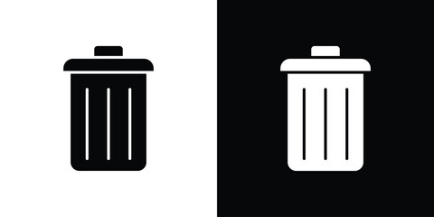 Trash Bin icons, simple illustration graphic doodle black design