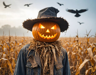 scarecrow and pumpkin