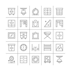 vector graphics for Chair outline top view. Floor plan icons set for design interior and architectural project. Furniture thin line icon in top view for layout.