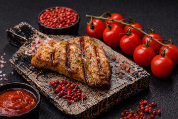 Chicken breast steak, grilled poultry fillet, healthy food, lunch. Chicken steak