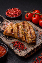 Chicken breast steak, grilled poultry fillet, healthy food, lunch. Chicken steak