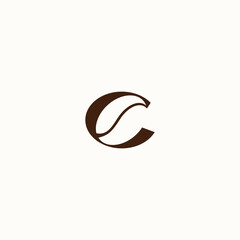 c coffee logo. vector design of letter C and coffee beans for icon,symbol or logo