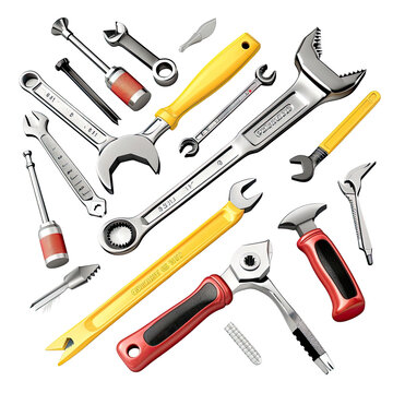 Assorted tools in a chaotic arrangement