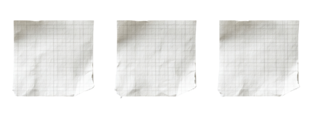 Three square, gridded pieces of aged paper