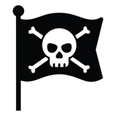 Black Pirate Flag With Skull And Crossbones On White Background Jolly Roger black flag