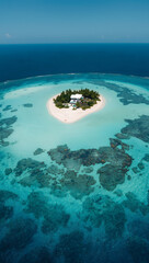 Naklejka premium Tropical island with a villa