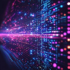 Naklejka premium Abstract Digital Data Stream with Blue and Pink Lights technology futuristic photo