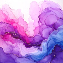 Abstract fluid art design with flowing colours and gold