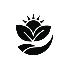 Abstract Symbol of Growth and Vitality Sun Leaves and Gentle Curve