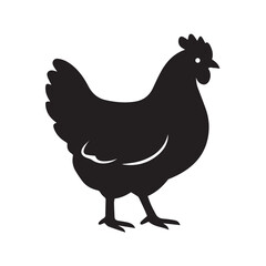 Hen silhouette black and white vector icon