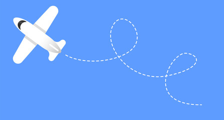 Airplane with Dotted Line Path Vector Illustration