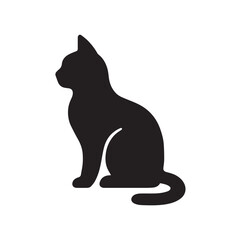 Cat silhouette black and white vector icon