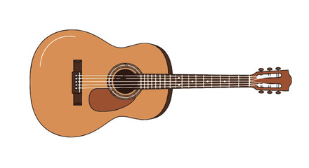 Vector illustration of a traditional acoustic guitar, ideal for Spanish culture, flamenco music, and National Day celebrations.