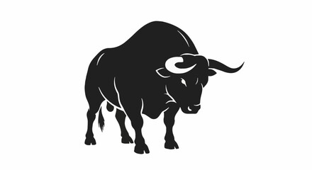 Powerful Black Bull Silhouette. Strong Spanish Animal Symbol for Culture, Tradition, Heritage, and National Day.