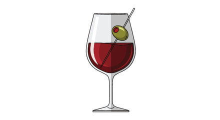 Refreshing red wine cocktail with green olive garnish, ideal for Spanish National Day celebrations, festive events, and tapas
