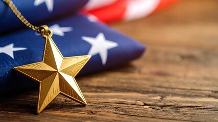 Gold Star resting on American flag symbolizes sacrifice and honor in military service