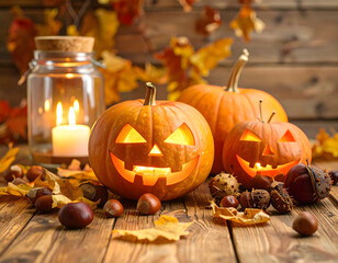 Warm and Cozy Halloween Harvest with Jack-o'-Lanterns