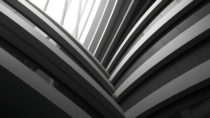 Abstract geometric lines forming an architectural pattern, monochromatic gradient creating a modern aesthetic.