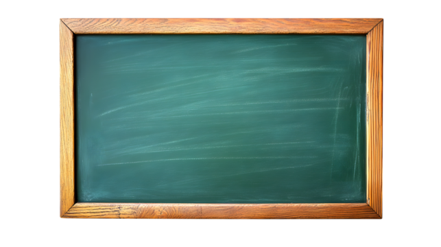 Empty Green Chalkboard with Wooden Frame on Black blackboard isolated on a transparent background - Powered by Adobe