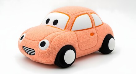 Adorable Peach Plush Car Toy Soft Cartoon Vehicle for Kids