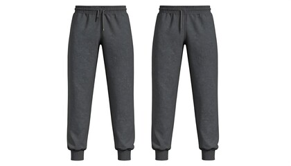 Isolated display of front-facing charcoal grey jogger pants on white background