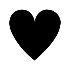 Isolated black heart shape against white background representing love and romance