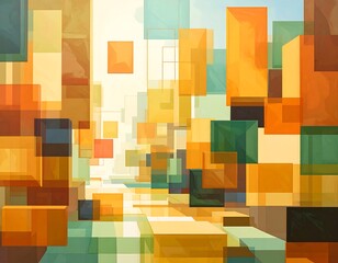 Abstract geometric city, vibrant colors