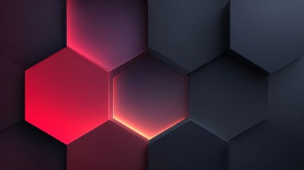 Black and red background with a red square in the middle. The background is made up of hexagons