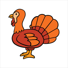 Thanksgiving turkey Hand Drawn Cartoon Illustration