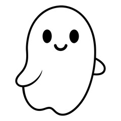 Cute and friendly black and white ghost illustration