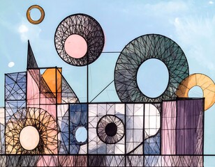 Abstract geometric design, layered shapes