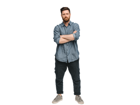 view of a man isolated on a transparent White background png - Powered by Adobe