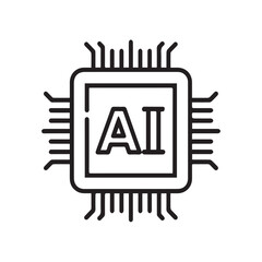 AI Chip Icon, artificial intelligence, chip, technology, outline, processor, 