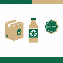 Sustainable product packaging with recyclable bottle and eco-label,Eco-friendly packaging and product design for a green consumer lifestyle