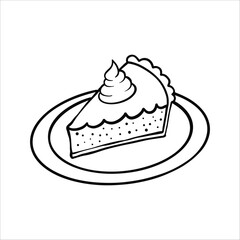 Thanksgiving Pumpkin Pie Hand Drawn Cartoon lineart Style