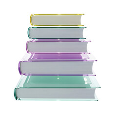 Academic books stacked in a colorful, modern arrangement, perfect for education, publishing, legal, finance, or corporate training designs, isolated on white & transparent background.