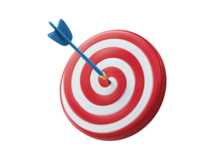 Target arrow success icon. Dart arrow on target dartboard. 3d isolated on transparent background, Clipart png
