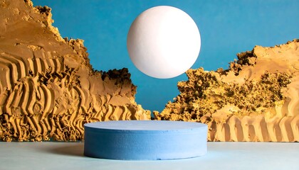 Abstract geometric display with a levitating sphere