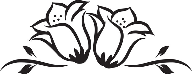 Black Silhouette Rose Flower Vector Illustration Isloated On White Background