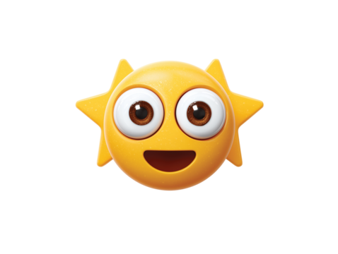 Star Eyes Emoji Face with isolated on transparent White background png - Powered by Adobe