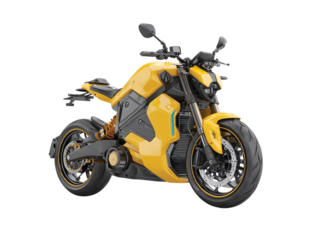  yellow electric motorcycle isolated on transparent White background png