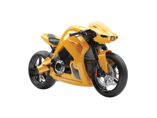  yellow electric motorcycle isolated on transparent White background png