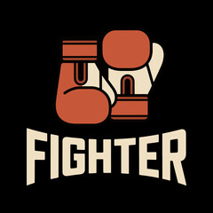Fighter Boxing Gloves Vintage Sports T-Shirt Design.