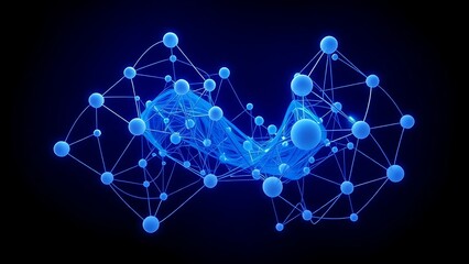 Futuristic interconnected spheres in blue and white, showcasing abstract digital artistry.