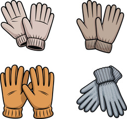 Obraz premium Winter hand glove vector illustrations