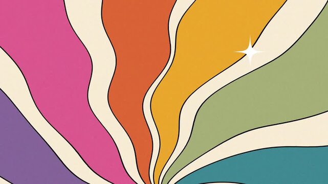 Vintage colourful groovy loop animation. 4k video