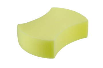 Yellow sponge for car washing isolate on white background. Close-up