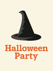 A minimalist Halloween Party invitation is designed with a classic black witch hat.