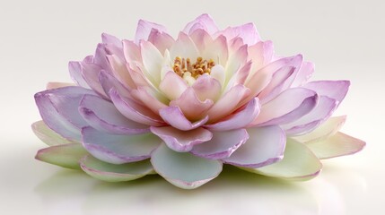 Pastel lotus flower, center view, soft colors, many petals, smooth surface