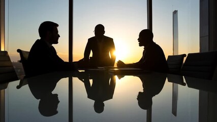 Business people meeting sunset city - Powered by Adobe